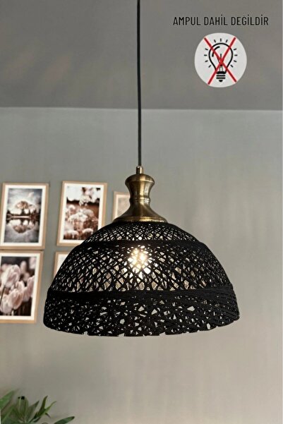 Bamyum Bohem Recycle İplik Jüt El Yapımı Siyah İplik Eskitme Tokmak Başlık Te...