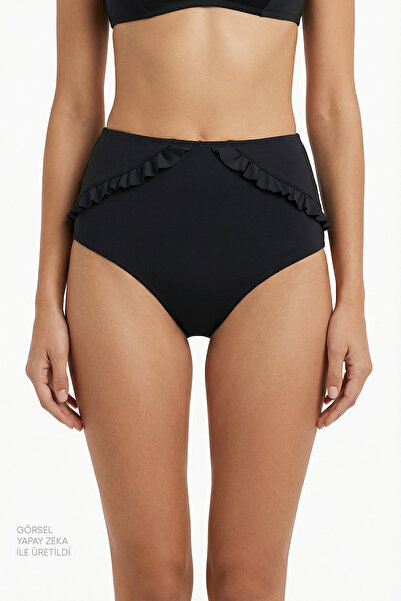 Penti Black New High Ruffle Bikini Bottom