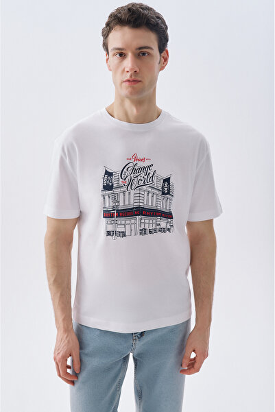 Mudo Comfort Fit Printed Crew Neck T-Shirt