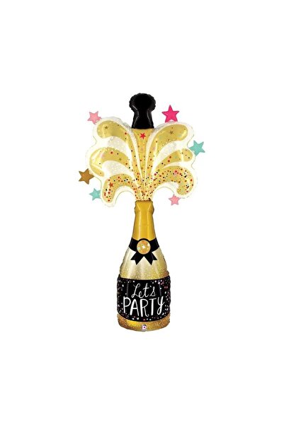 partidolu Retro Disco Lets Party Sparkling Champagne Bottle Shaped Foil Ballo...