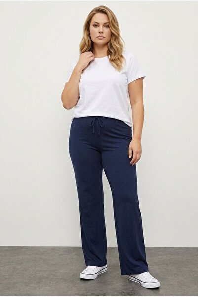 Stil Diva Штани великих розмірів з еластичною талією, широкими штанинами, зру...