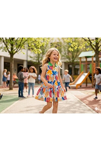 Hilal Akıncı Kids Κοριτσίστικο φόρεμα με γιακά με φλοράλ σχέδιο