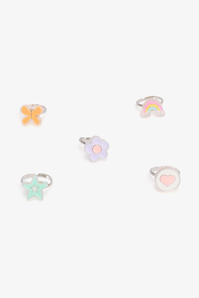 Penti Colorful Girl's 5-Piece Ring Set
