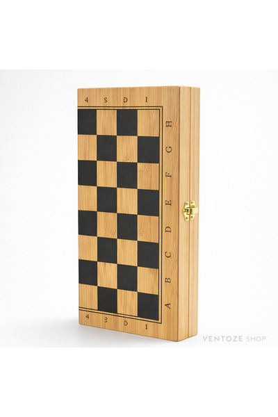 Ventoze Ahşap Satranç ve Tavla Seti | 2'si 1 Arada Katlanabilir Büyük Boy 34x...