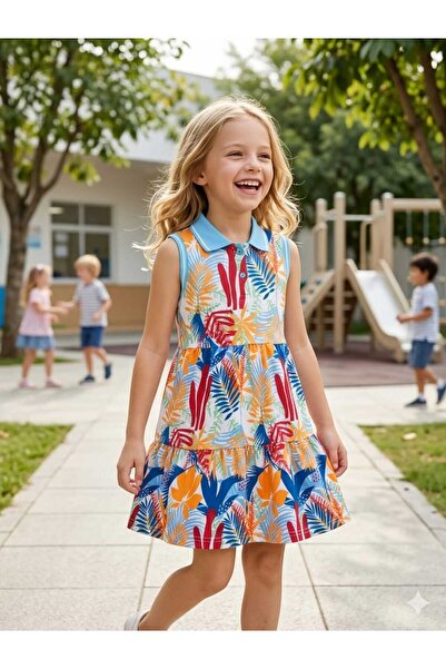 Hilal Akıncı Kids Κοριτσίστικο φόρεμα με γιακά με φλοράλ σχέδιο