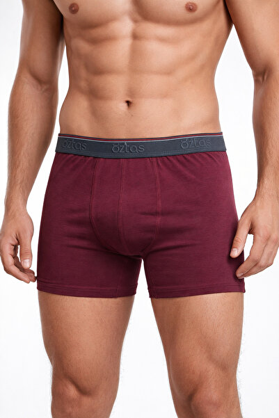 Öztaş Underwear Öztaş 1717 Cotton Erkek Lycra Boxer Bordo