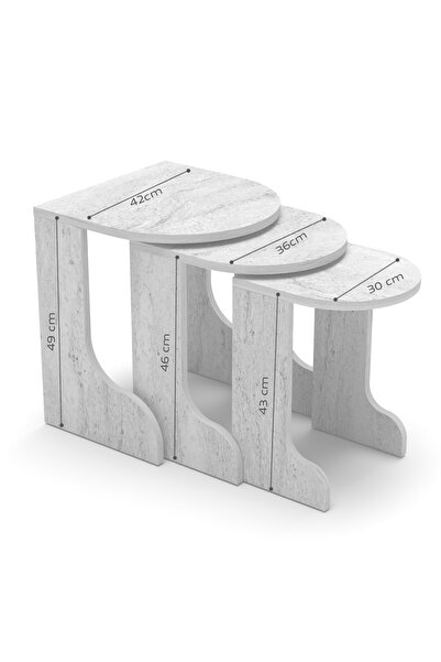 GOLDFALEZ Zigon Sehpa Setro 3' Lü Yan Sehpa Orta Sehpa Atlantik Çam 9521