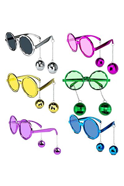 partidolu نظارات ريترو بارتي متأرجحة على شكل كرات ديسكو بألوان مختلطة 6 قطع ه...