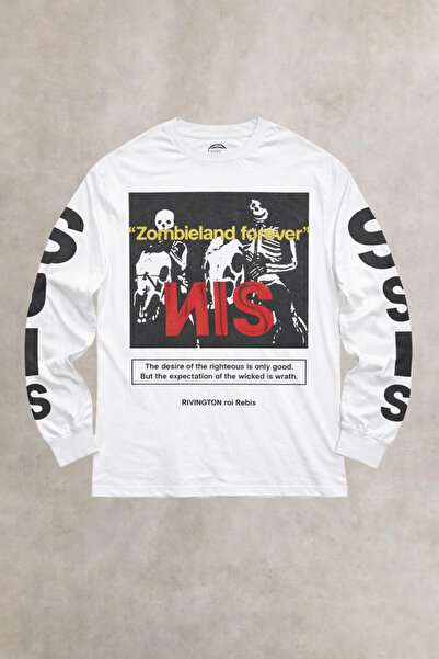 '' sin Zombieland'' Vintage Offwhite Longsleeve Long Sleeve T-shirt