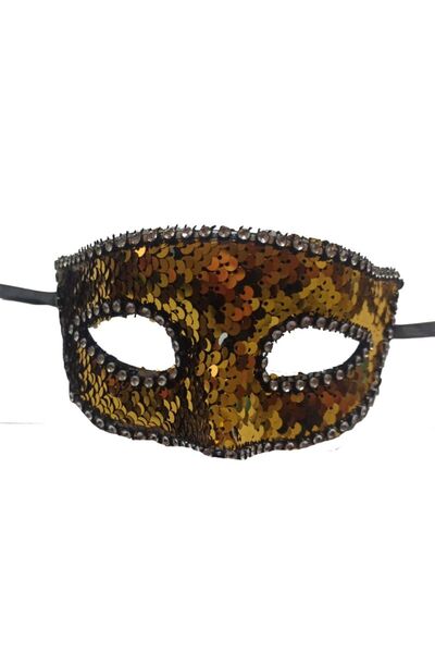 partidolu قناع حفلات مزين بالترتر باللون الذهبي من الخلف قطعة واحدة فاخرة