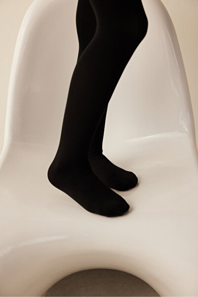 Penti Girl's Pretty Thermal Black Pantyhose