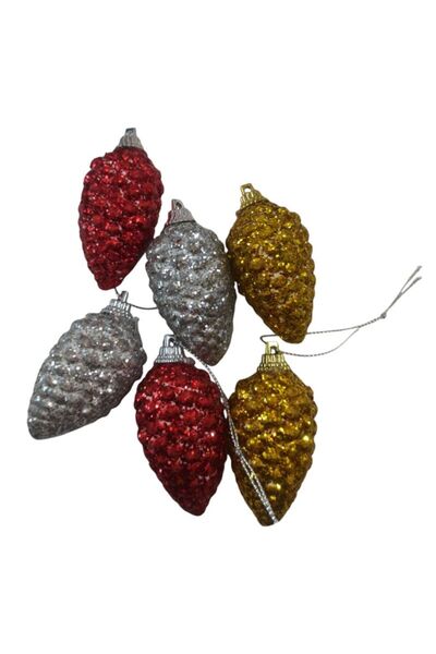 partidolu Mixt Culori Shimmer 6 Buc Ornament pentru Pom de Crăciun 4 cm