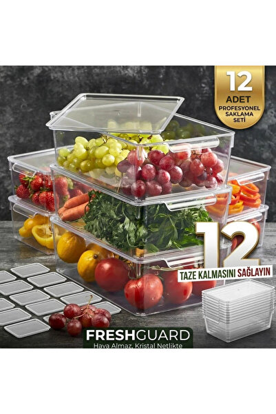 Eviniz güzel 12 Adet Kapaklı Buzdolabı Düzenleyici Saklama Kabı Seti – 4.75 L...