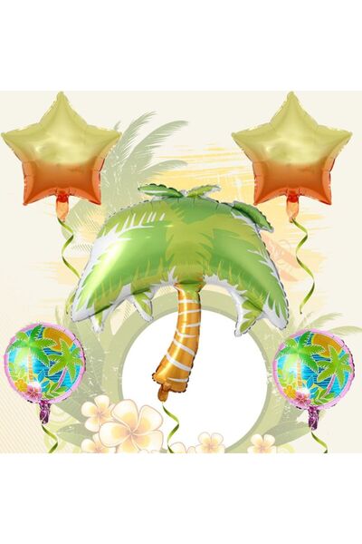 partidolu بالون هاوايان تروبيكال تريتشر وديناصور بالون من رقائق الألومنيوم 5 قطع