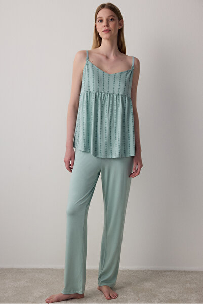 Penti Mint Mama Blumenmuster V-Ausschnitt Still-Pyjama-Top