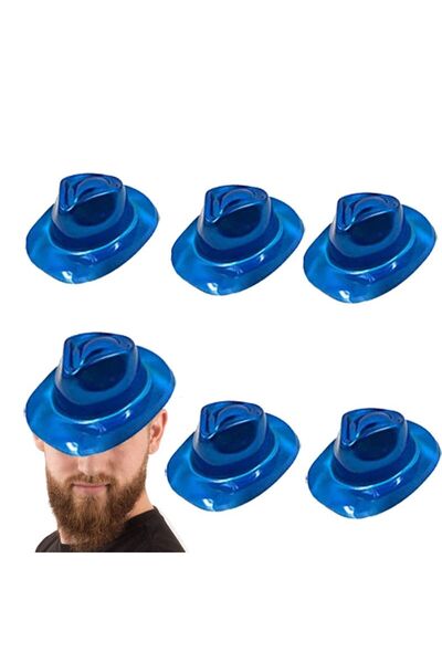 partidolu Синій колір Ковбойський стиль Пластиковий капелюх для вечірки для д...