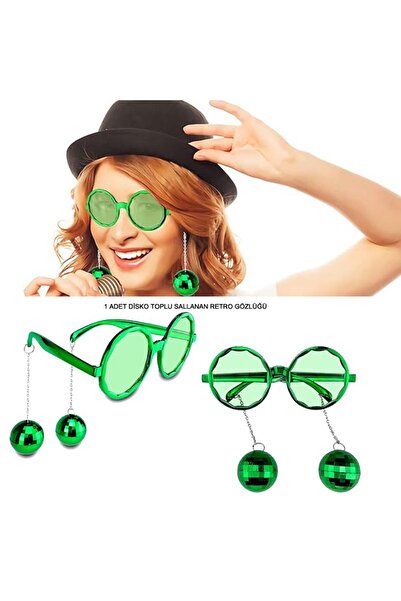 partidolu نظارات ريترو بارتي متأرجحة على شكل كرة ديسكو لون أخضر قطعة واحدة ha...