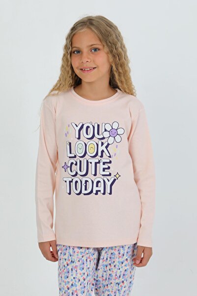 vitmo Κοριτσίστικο μακρυμάνικο σετ πιτζάμες από 100% βαμβάκι Look Cute