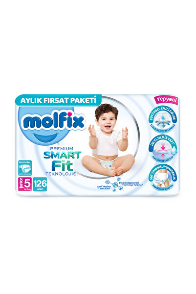 Molfix Premium Smart Fit Aylık Fırsat Paketi 5 Beden Junior 126 Adet