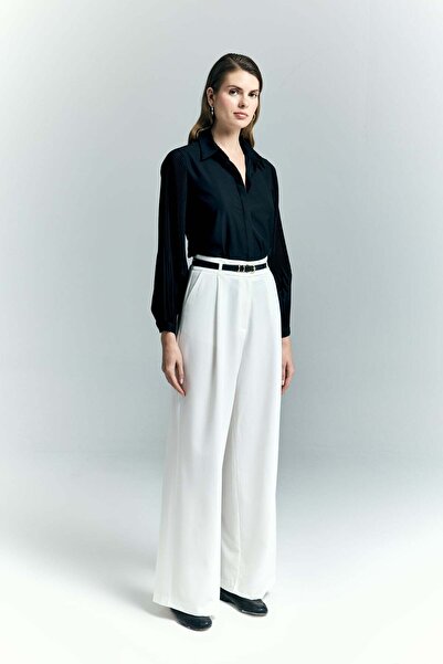 Sateen Lena pantaloni palazzo - Ecru