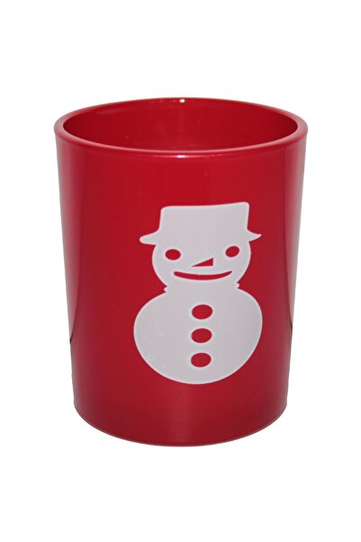 partidolu Сніговик з принтом Червоний скляний свічник