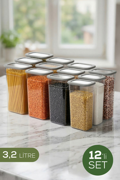 Vienev Set de 12 recipiente de depozitare dreptunghiulare lungi cu capac din ...