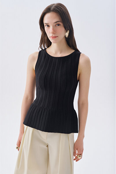 Mudo Fitted Kayik Collar Sleeveless Knitwear Sweater