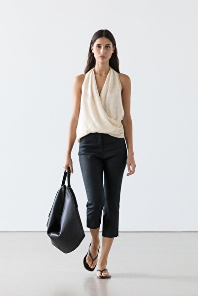 Massimo Dutti Drapeli detaylı kruvaze bluz