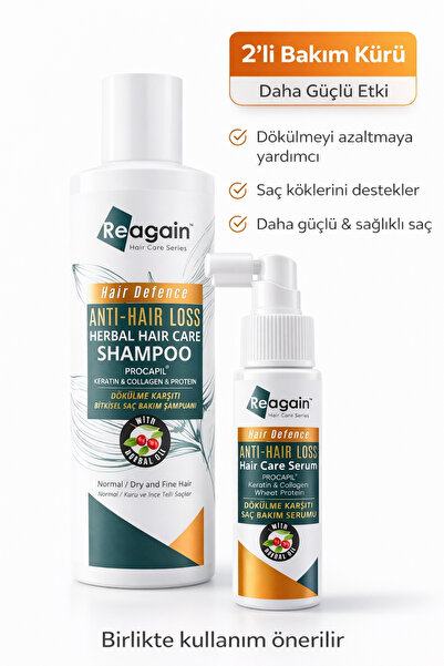 Reagain Dökülme Karşıtı ve Güçlendirici 2'li Saç Bakım Seti - Sülfatsız Şampu...