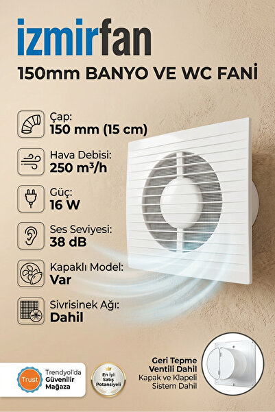 Venteurope Refined 150 BD 15 cm Kapaklı Banyo WC Aspiratör Havalandırma Fanı ...