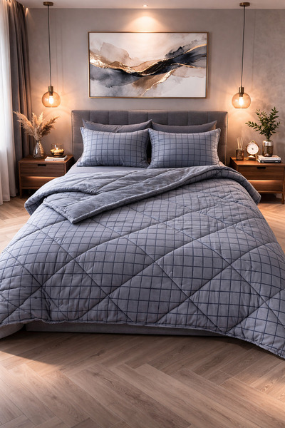 BAMİROSE Pilotă dublă cu două fețe și husă de pernă DIAMOND LUX WELLSOFT, pen...