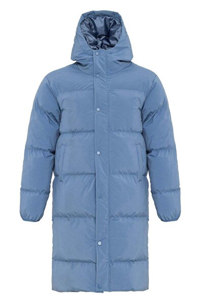 Antioch Baby Blue Hooded Long Puffer Jacket