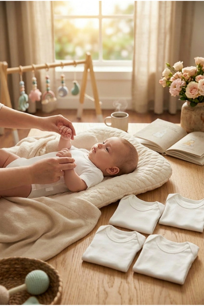 bebeqon Kısa Kol Bebek Zıbın 5’li Paket Bisiklet Yaka Unisex Body Seti %100 Pamuk