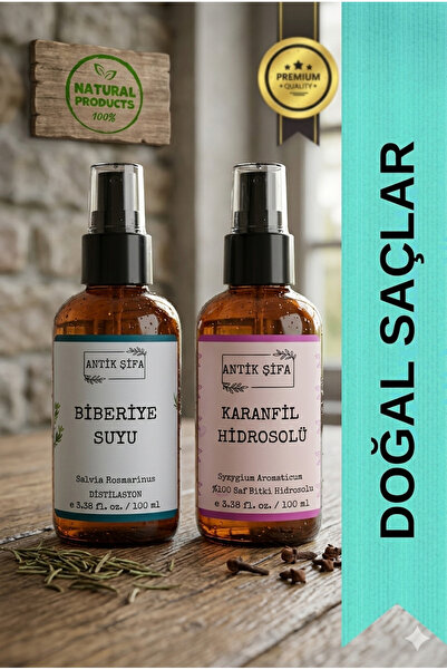 Antik Şifa Biberiye Suyu Ve Karanfil Suyu Seti - Doğal Biberiye Saç Toniği Se...