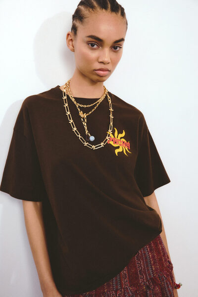 H&M Baskı Motifli Oversize Tişört