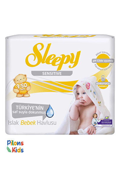 Sleepy Sensitive 3'lü Paket Bebek Islak Mendil (50 Yaprak) Avantajlı Paket