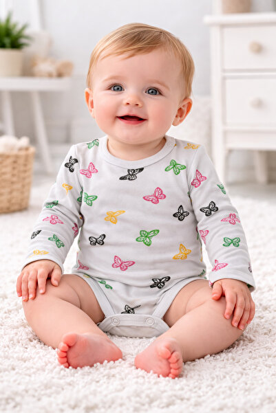 Bulut Anne ve Çocuk Long Sleeve Snap Body Baby 100% Cotton