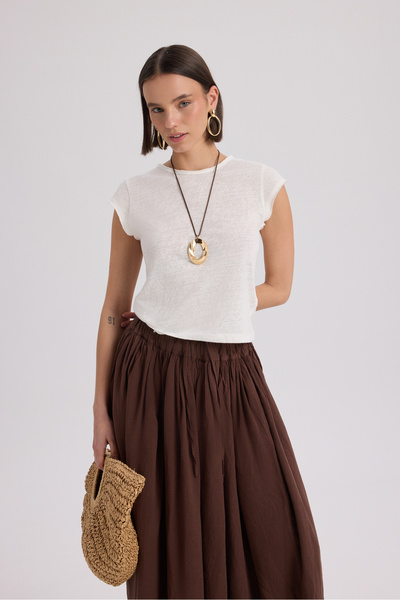 BOHEMAİ Тениска Kensal Slim Fit в екрю цвят