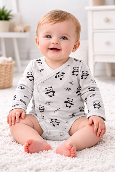 Bulut Anne ve Çocuk Uzun kollu çıtçıtlı body zıbın %100 pamuklu