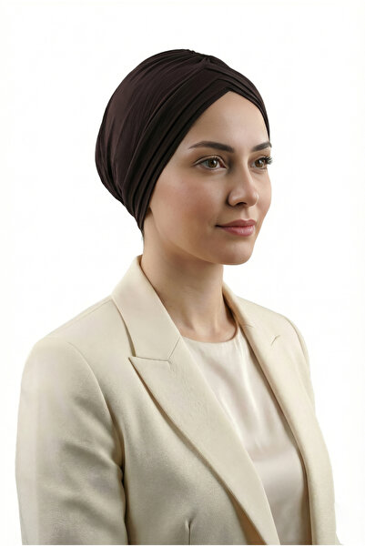 Jusmart Kahverengi Çapraz 3 Bantlı Tesettür Bonesi ◆ Kaymayan Tasarım ◆ Günlü...