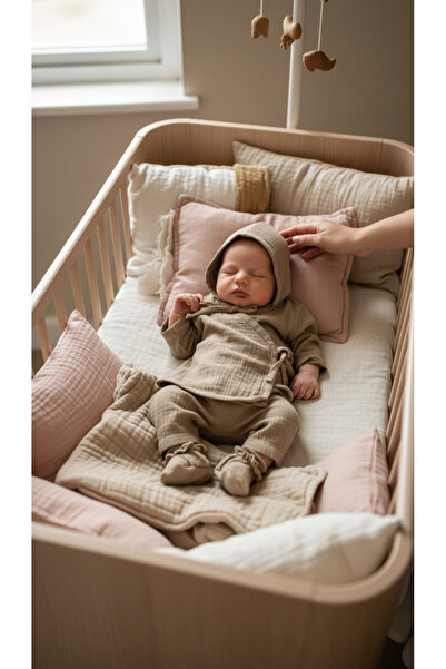 Zemze Baby Muslin Newborn Kimono Set with Hood – 4-Piece Baby Set (0-3 Months)