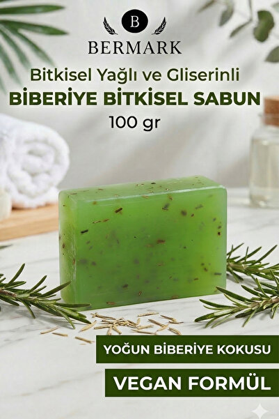bermark Bitkisel Yağlı Ve Gliserinli, Biberiye Bitkisel Sabun, Vegan 100 gr