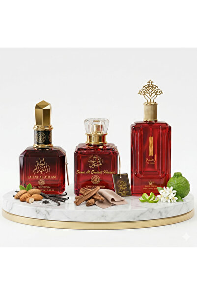 DUBAİ Set of 3 Arabian Perfumes (2x Women + 1x Men) 100ML - Lailat Ahlam + Sa...