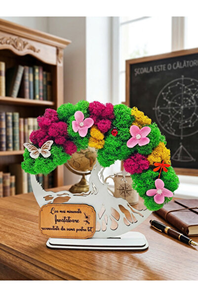 OEM Cadou Copacul Vietii, cu licheni stabilizati, din lemn alb, „alb Invatato...