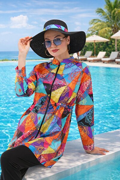 MAG FASHİON 3 τεμάχια μαγιό με φερμουάρ Hijab Ολόσωμο μαγιό Hijab Plus Size B...