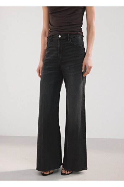 MANGO Woman Yüksek bel wide leg jean pantolon