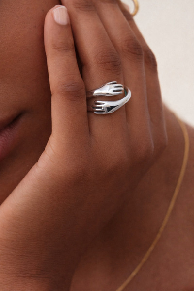 D'mare Accessories خاتم يد فضي اللون فضي