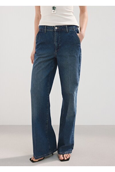 MANGO Woman Orta bel wide leg jean pantolon