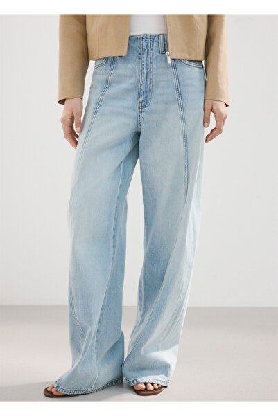 MANGO Woman Dikişli balon jean pantolon