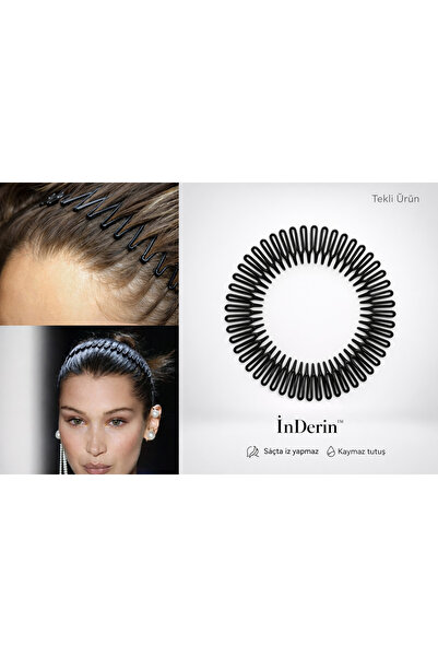 İnDerin Kadın Akordiyon Saç Bandı Tacı Kadın Saç Aksesuarı Saç Tacı (1 Adet)